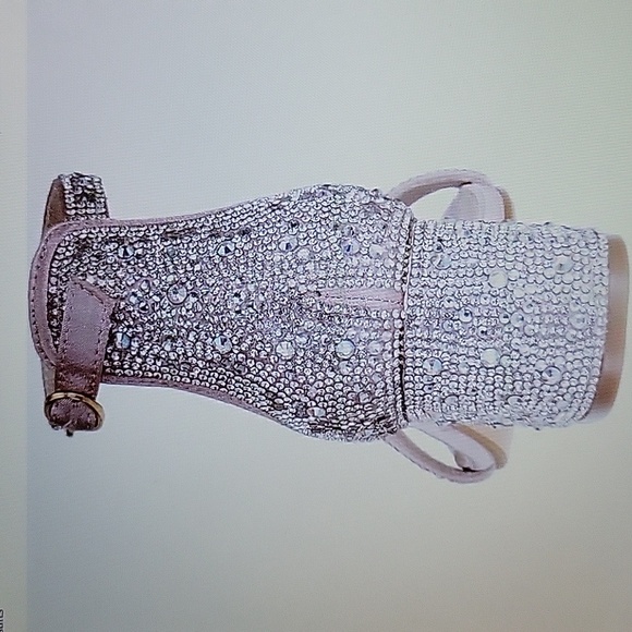 J's.o.l.e Champagne Bling open toe low block heel Rhinestone sandal sz…8.5  💖 - Picture 5 of 13